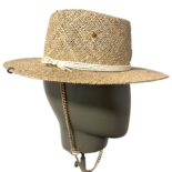 Monogram embellished Chain Strap Boater Hat