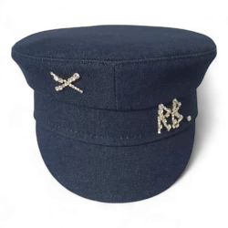 Gorra Baker Boy de mezclilla con cristales
