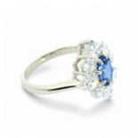 Artificial Sapphire and Diamond Ring