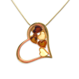 Gold-plated amber pendant Hearts