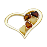 Gold-plated amber pendant Hearts