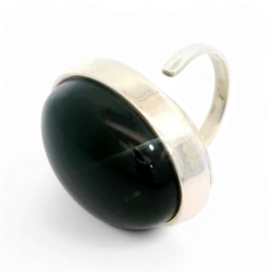 Silver amber ring
