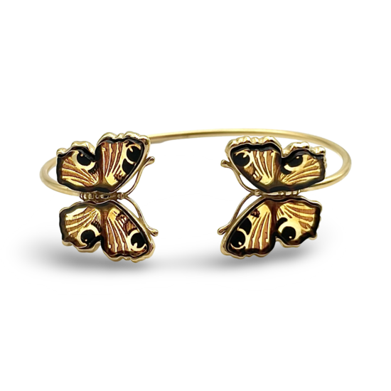Pulsera de ámbar bañada en oro Mariposa