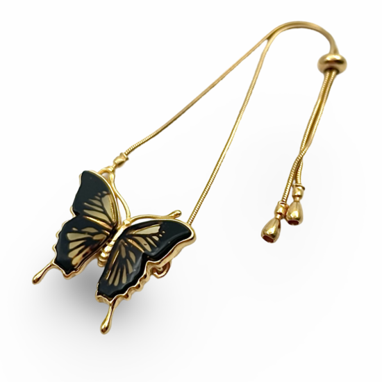 Pulsera de ámbar bañada en oro Mariposa