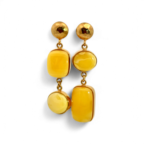 Pendientes de ámbar bañados en oro