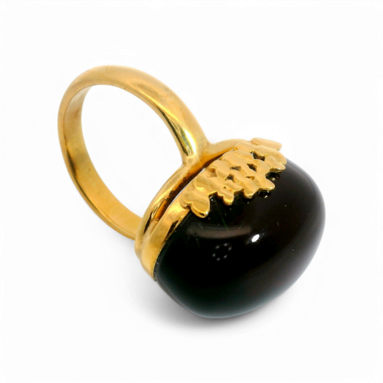 Anillo de ámbar bañado en oro