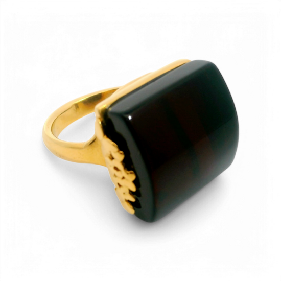 Anillo de ámbar bañado en oro