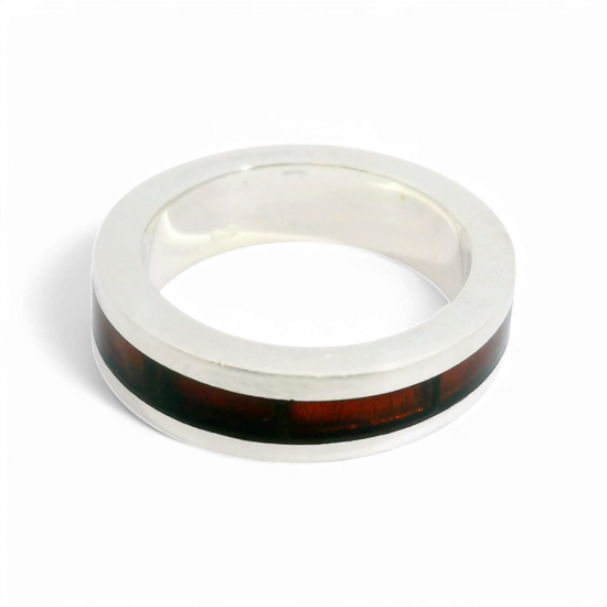Silver amber ring