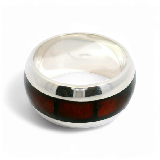 Silver amber ring