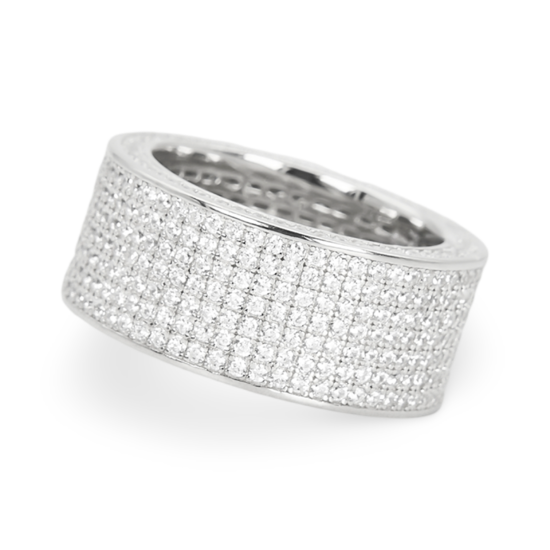 Silver ring with white zircons