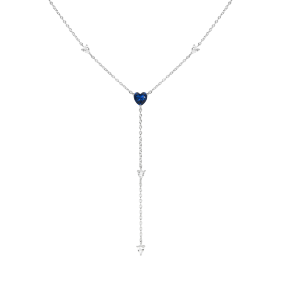 Silver Zircon Necklace Heart