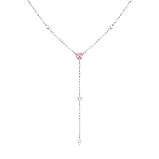 Silver Zircon Necklace Heart