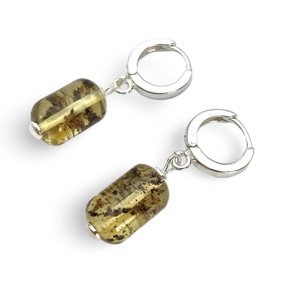 Silver amber earrings